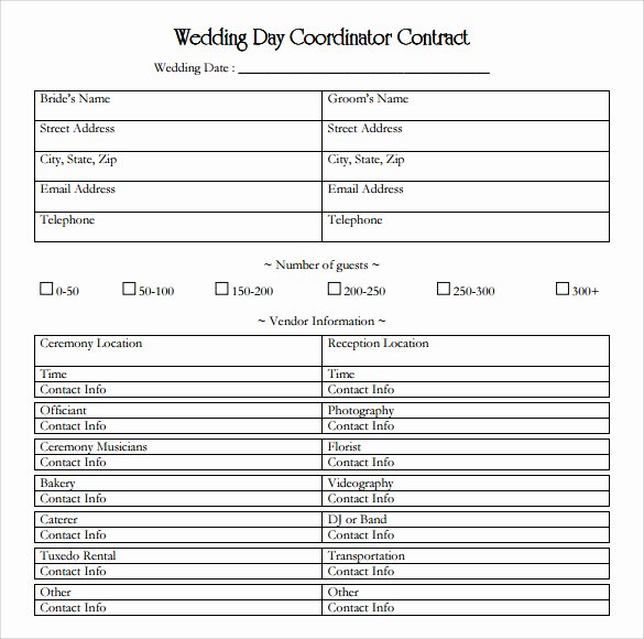 Wedding Coordinator Contract Luxury 20 Wedding Contract Templates to Download