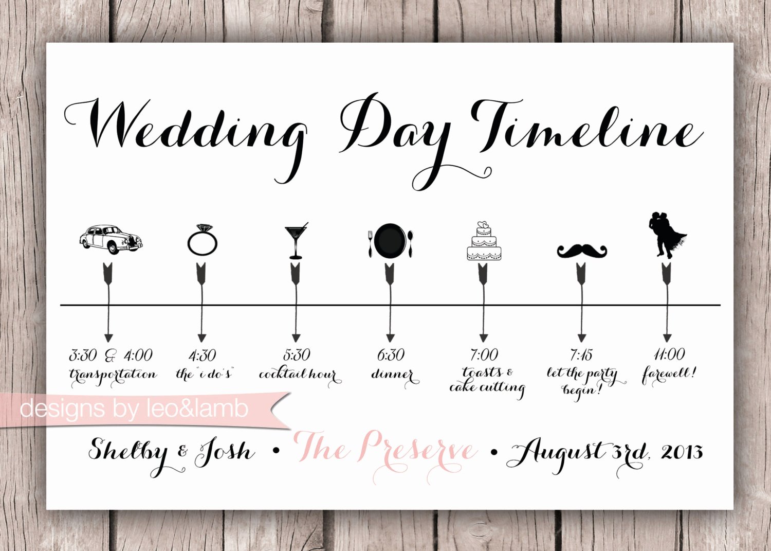 Wedding Day Timeline Template Free Awesome Custom Wedding Timeline 5x7 Digital File