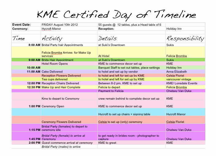 Wedding Day Timeline Template Free Fresh Wedding Day Timeline Template