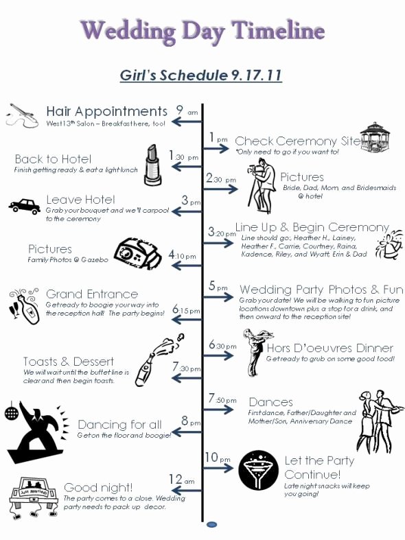 Wedding Day Timeline Template Free New Wedding Day Timeline Template