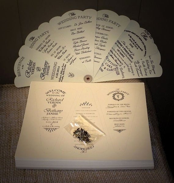 Wedding Fan Program Kit Elegant Items Similar to Custom Bud Diy Kit Petal Fan Wedding