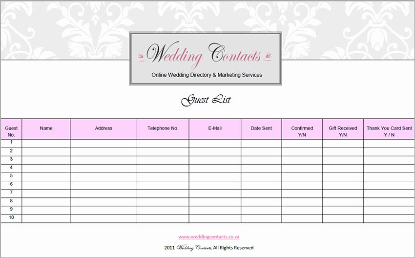 Wedding Guest List Pdf Beautiful 7 Wedding Guest List Template Free Word Excel Pdf formats