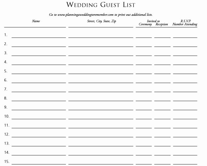 Wedding Guest List Pdf Fresh 30 Free Wedding Guest List Templates Templatehub
