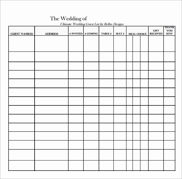 Wedding Guest List Pdf Inspirational 17 Wedding Guest List Templates Pdf Word Excel