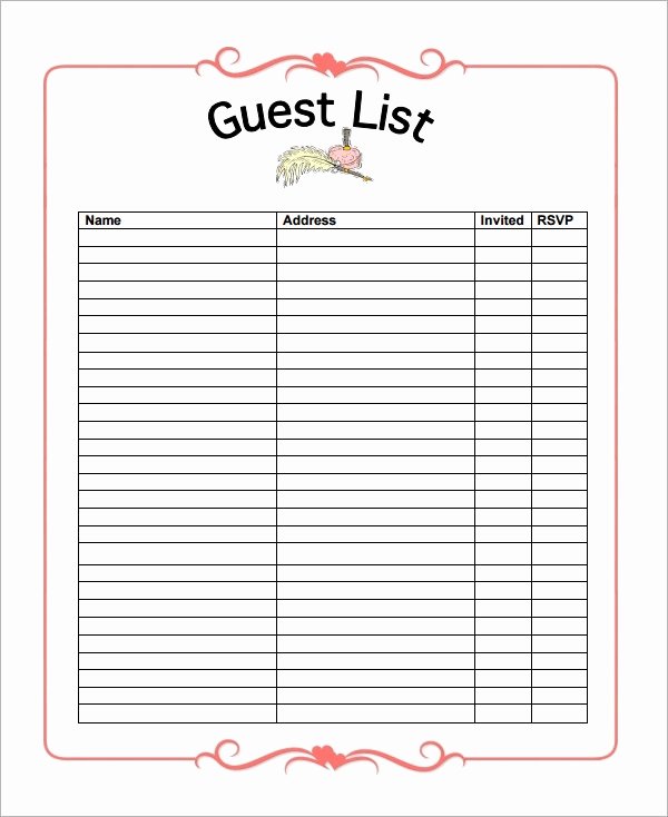 Wedding Guest List Pdf Inspirational 17 Wedding Guest List Templates Pdf Word Excel