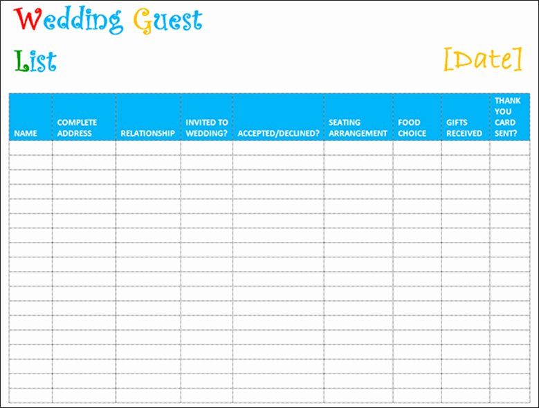 Wedding Guest List Pdf Luxury 7 Wedding Guest List Template Free Word Excel Pdf formats