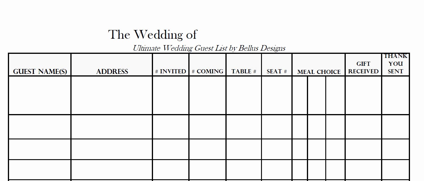 Wedding Guest List Pdf New 17 Wedding Guest List Templates Excel Pdf formats