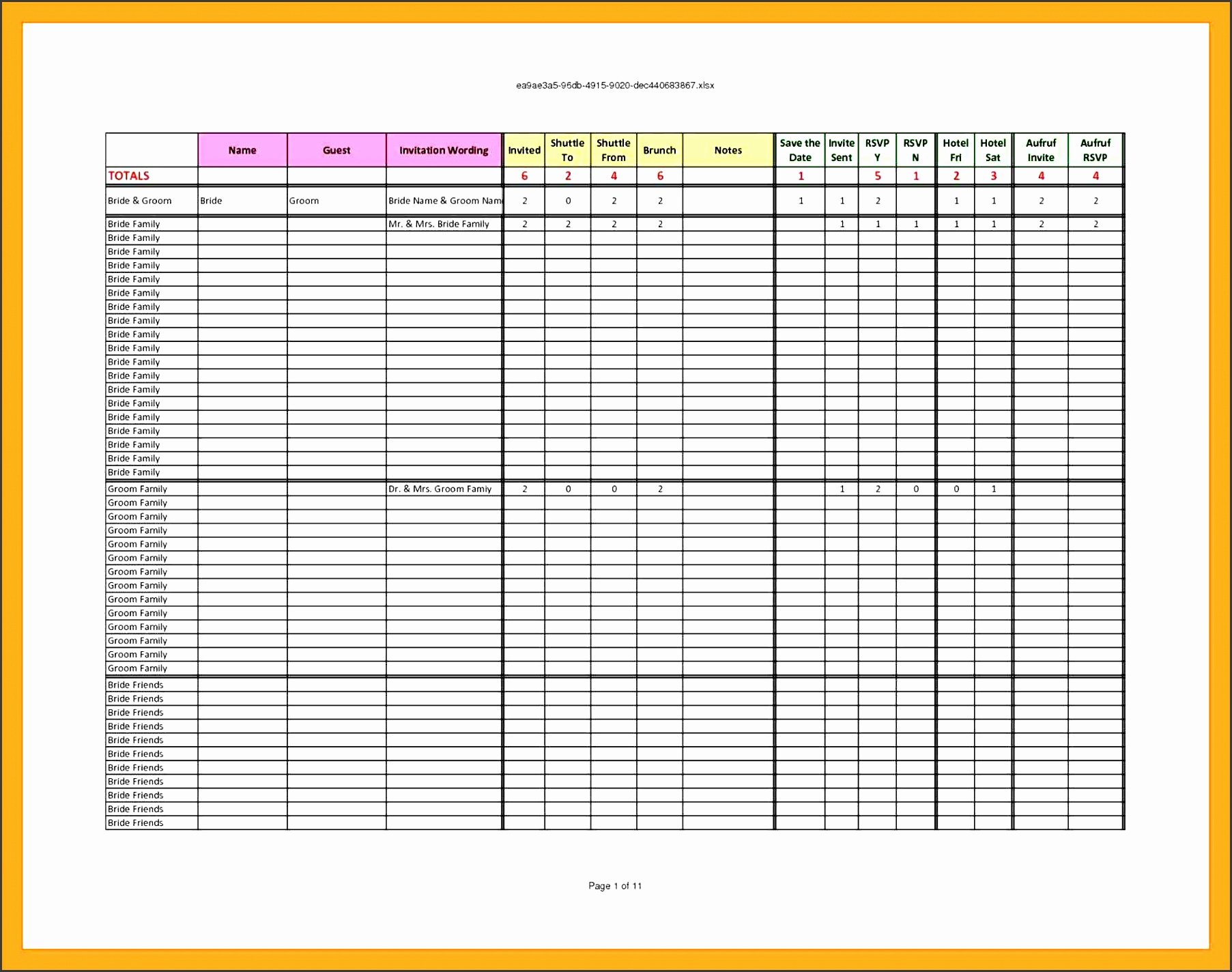 Wedding Guest List Pdf Unique 5 Easy to Use Wedding Guest List Template