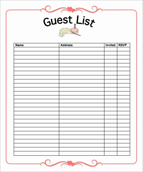 Wedding Guest List Templates Free Elegant 10 List Templates