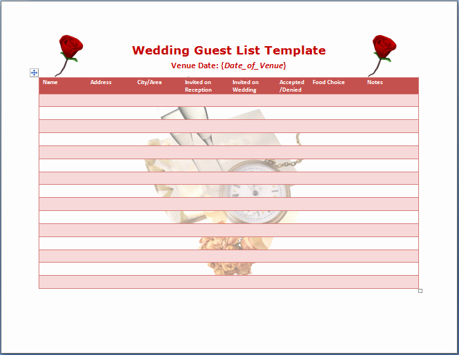 Wedding Guest List Templates Free Elegant Wedding Guest List Template Word Templates