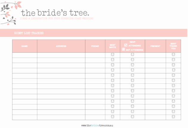 Wedding Guest List Templates Free Inspirational Wedding Guest Lists Excel Find Word Templates