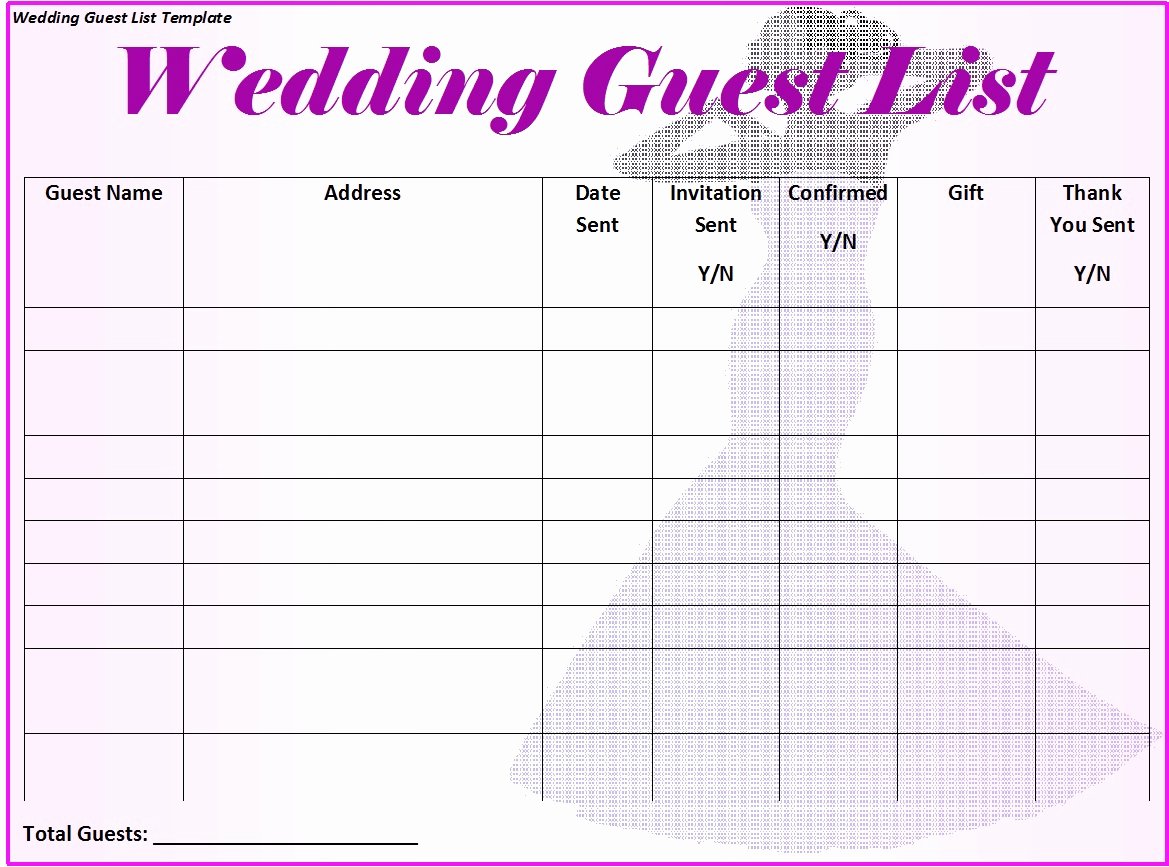 Wedding Guest List Templates Free Luxury 30 Free Wedding Guest List Templates Templatehub