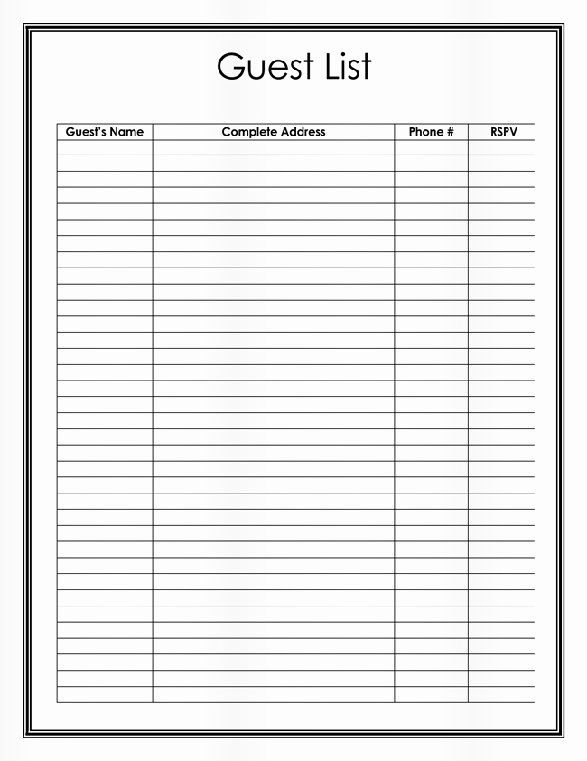 Wedding Guest List Templates Free Unique Free Wedding Guest List Templates for Word and Excel