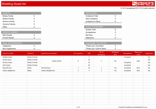 Wedding Guest List Templates Free Unique Wedding Guest List