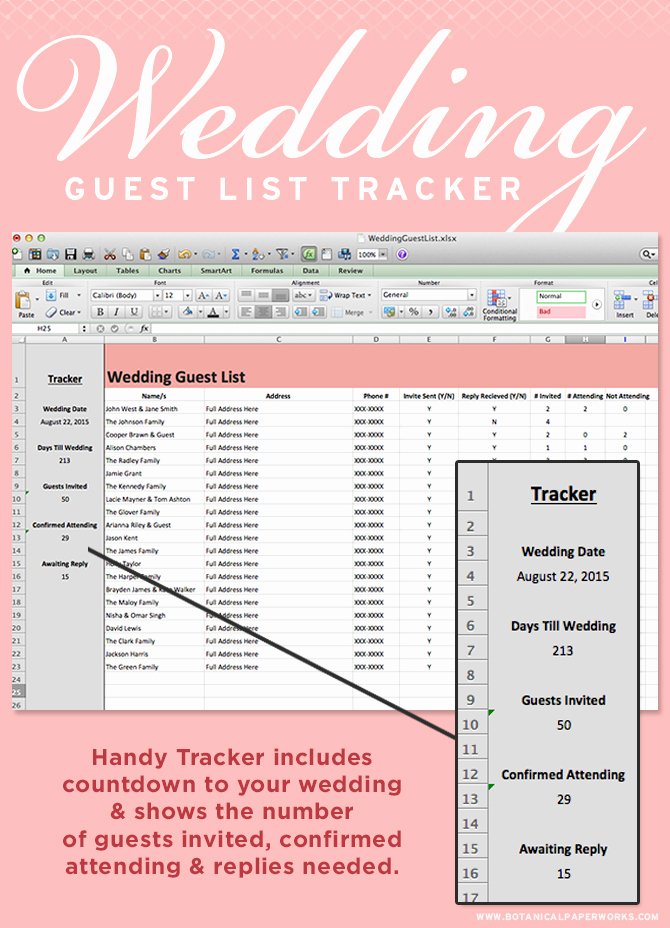 Wedding Guest List Tracker Awesome Freebie Wedding Guest List Tracker Blog