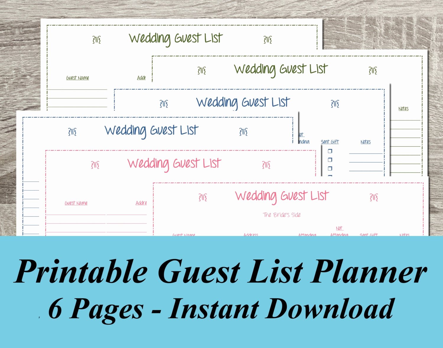 Wedding Guest List Tracker Awesome Instant Download Wedding Guest List Pdf by