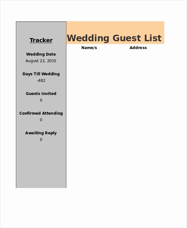 Wedding Guest List Tracker Beautiful Wedding Guest List Template 9 Free Word Excel Pdf