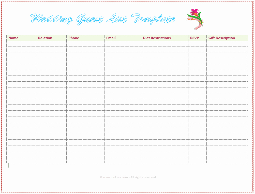 Wedding Guest List Tracker Elegant 7 Free Wedding Guest List Templates and Managers