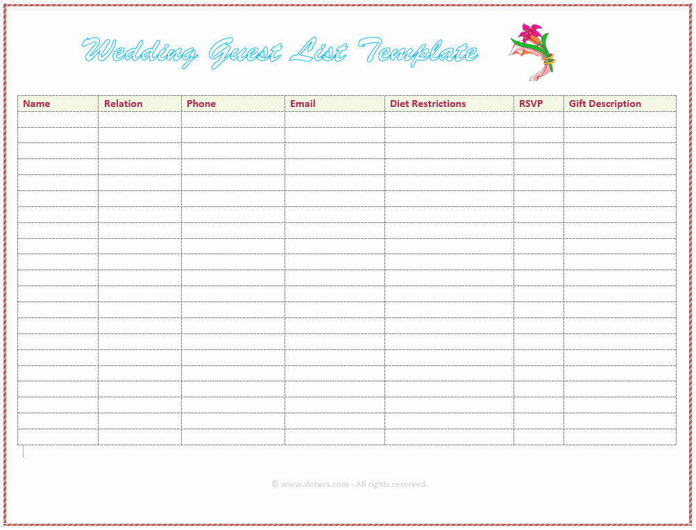 Wedding Guest List Tracker Elegant 7 Free Wedding Guest List Templates and Managers