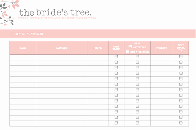 Wedding Guest List Tracker Fresh 5 Free Wedding Invitation List Templates Excel Pdf formats