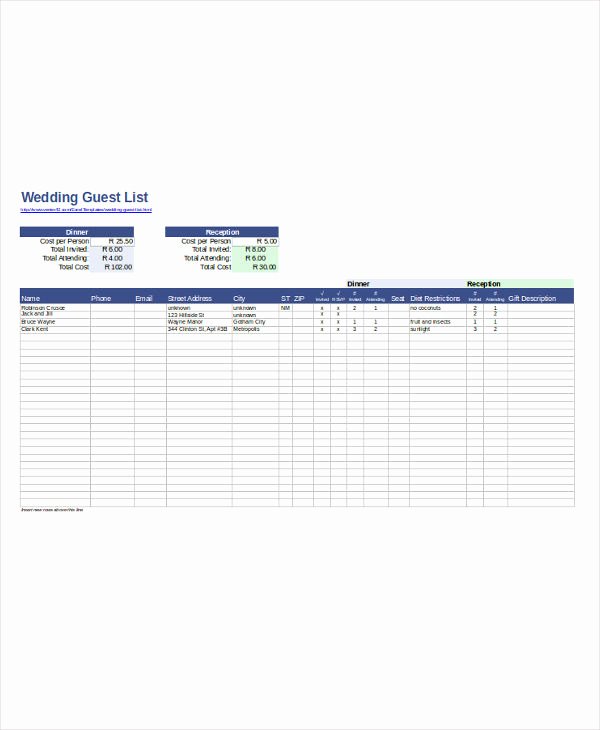 Wedding Guest List Tracker Inspirational 10 Wedding Guest List Examples Xls Pdf Doc