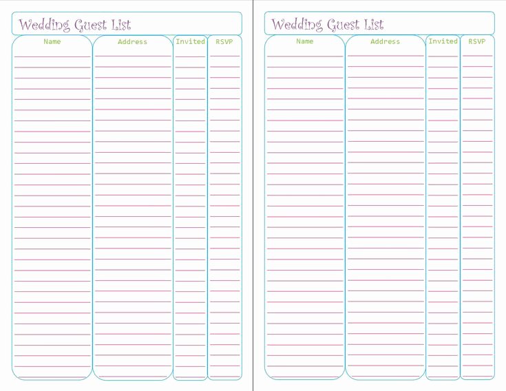 Wedding Guest List Tracker Inspirational Free Printable Wedding Guest List Tracker List