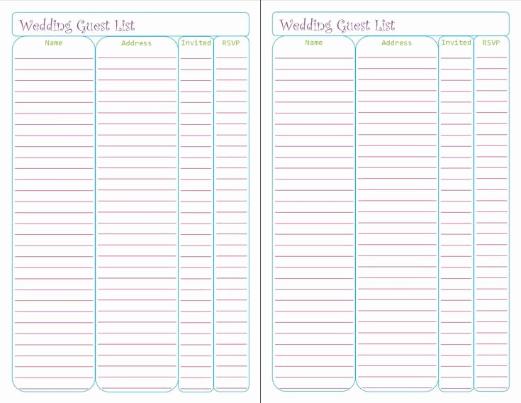 Wedding Guest List Tracker Inspirational Free Printable Wedding Guest List Tracker List