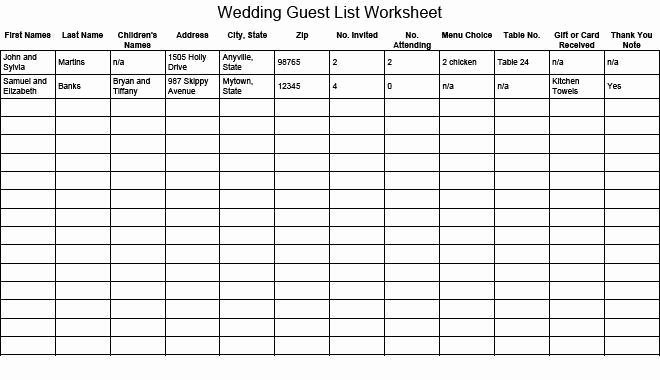 Wedding Guest List Tracker Lovely Gość Weselny Lista Arkusz Grsail