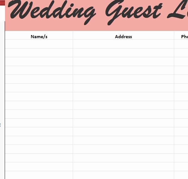 Wedding Guest List Tracker Lovely Wedding Guest List Tracker Template Haven Regarding