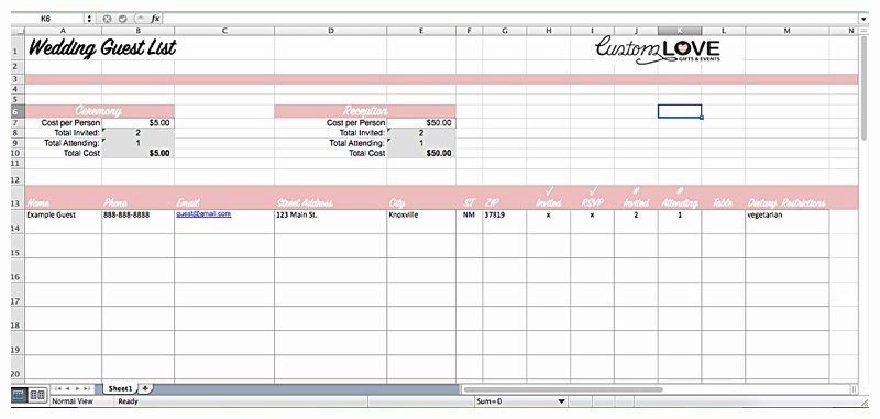 Wedding Guest List Tracker New 17 Wedding Guest List Templates Excel Pdf formats
