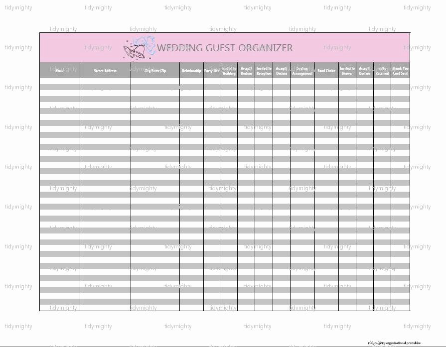 Wedding Guest List Tracker Unique Wedding Guest organizer Tracker Printable Pdf Instant