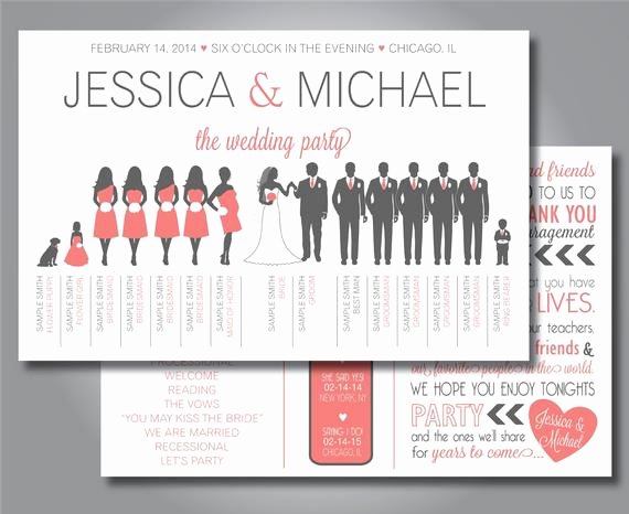 Wedding Party Lineup Template Best Of Silhouette Wedding Program Wedding Party Program Horizontal