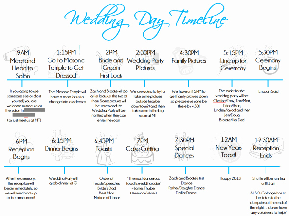 Wedding Party Lineup Template Elegant Wedding Day Timeline