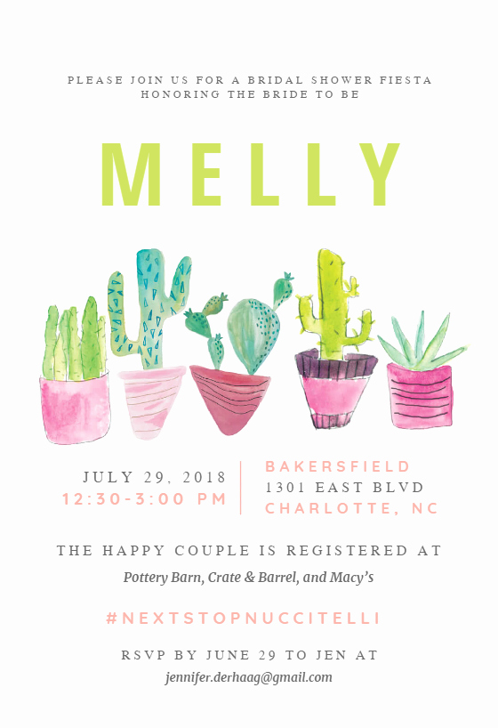 Wedding Party Lineup Template Lovely Cactus Line Free Bridal Shower Invitation Template