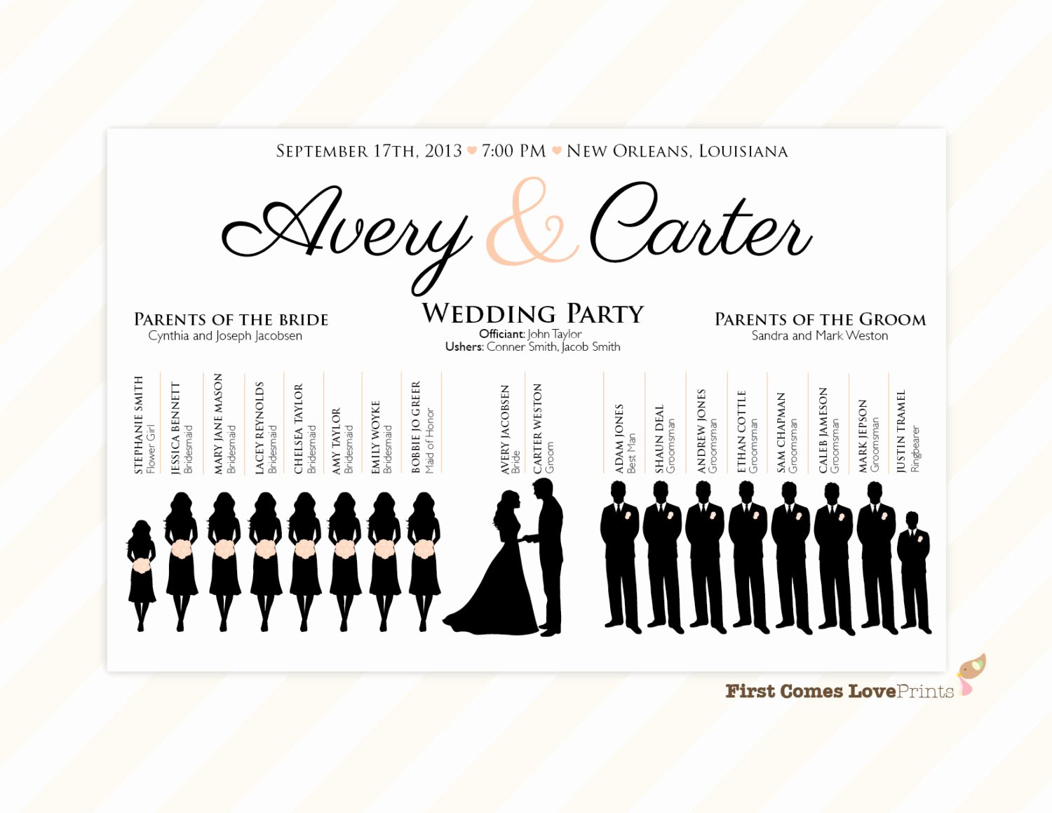 Wedding Party Lineup Template Unique Silhouette Wedding Program Sign Pdf Design Canvas