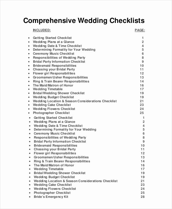 Wedding Photo Checklist Word Document Elegant Wedding Planner Checklist 12 Free Word Pdf Psd