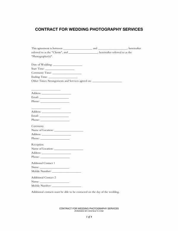 Wedding Photography Contract Template Word Awesome 11 Wedding Planner Contract Template Pdf Word