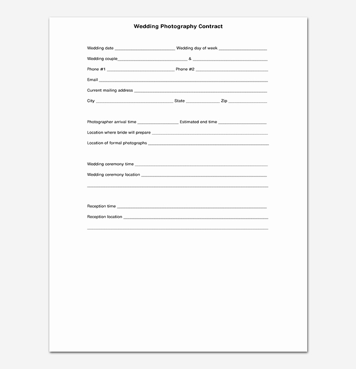 Wedding Photography Contract Template Word Beautiful Standard Wedding Graphy Contract Uk