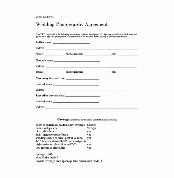 Wedding Photography Contract Template Word Best Of Contract Template – 24 Free Word Excel Pdf Documents