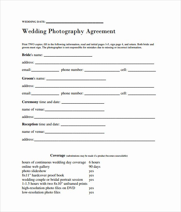 Wedding Photography Contract Template Word Best Of Sample Wedding Contract 14 Documents In Pdf Word