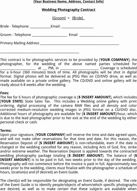 Wedding Photography Contract Template Word Fresh the 25 Best Graphy Contract Ideas On Pinterest