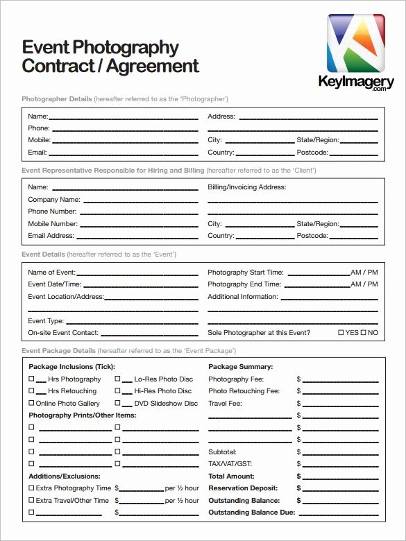 Wedding Photography Contract Template Word Unique Sample Graphy Contract Template 20 Graphy