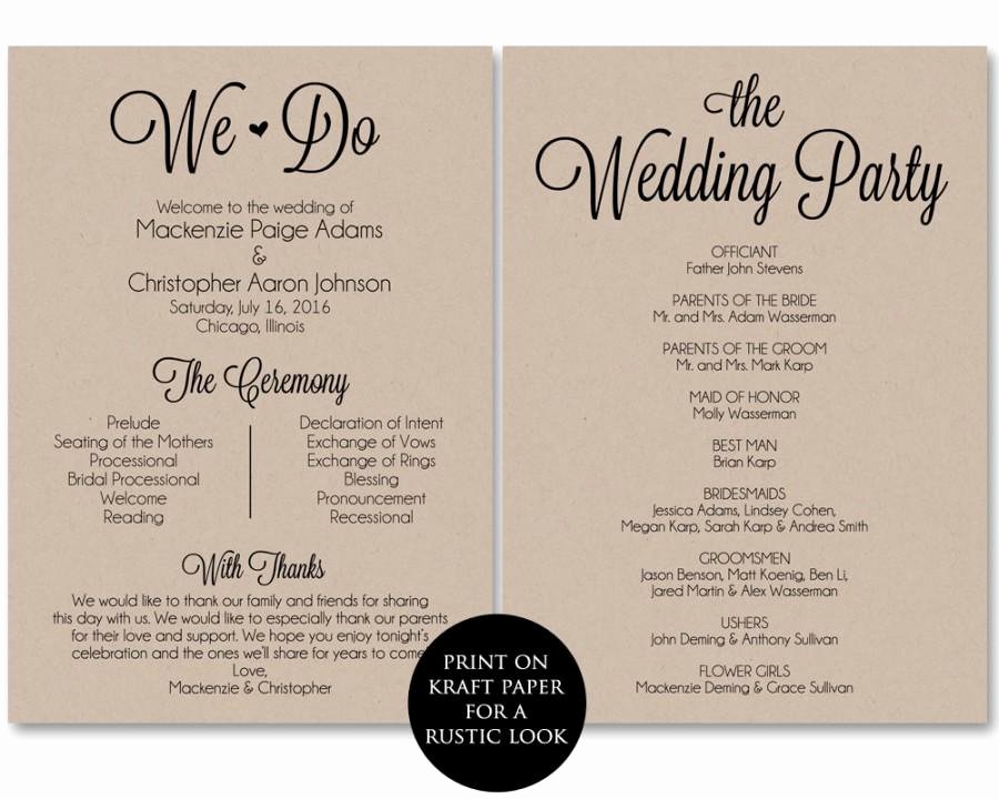 Wedding Program Template Free Download Best Of Ceremony Program Template Wedding Program Printable We