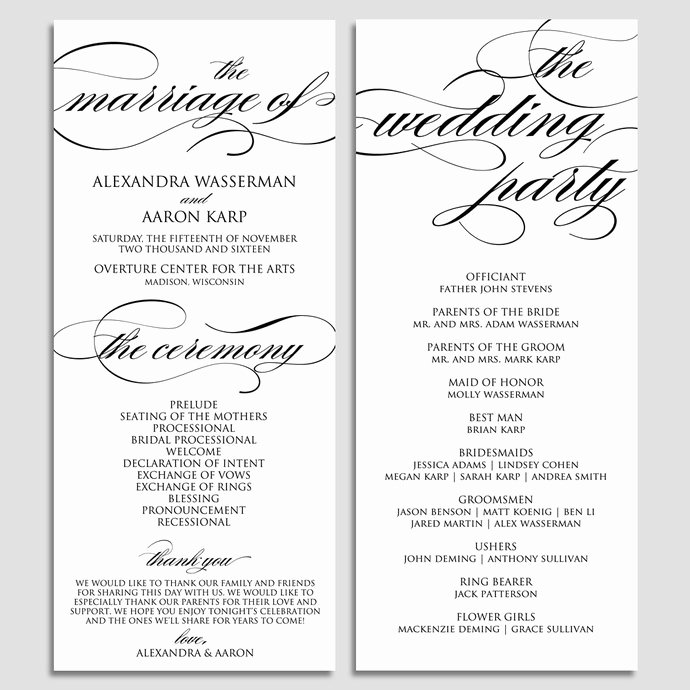 Wedding Program Template Free Download Elegant Wedding Program Template Wedding Program by Modernsoiree