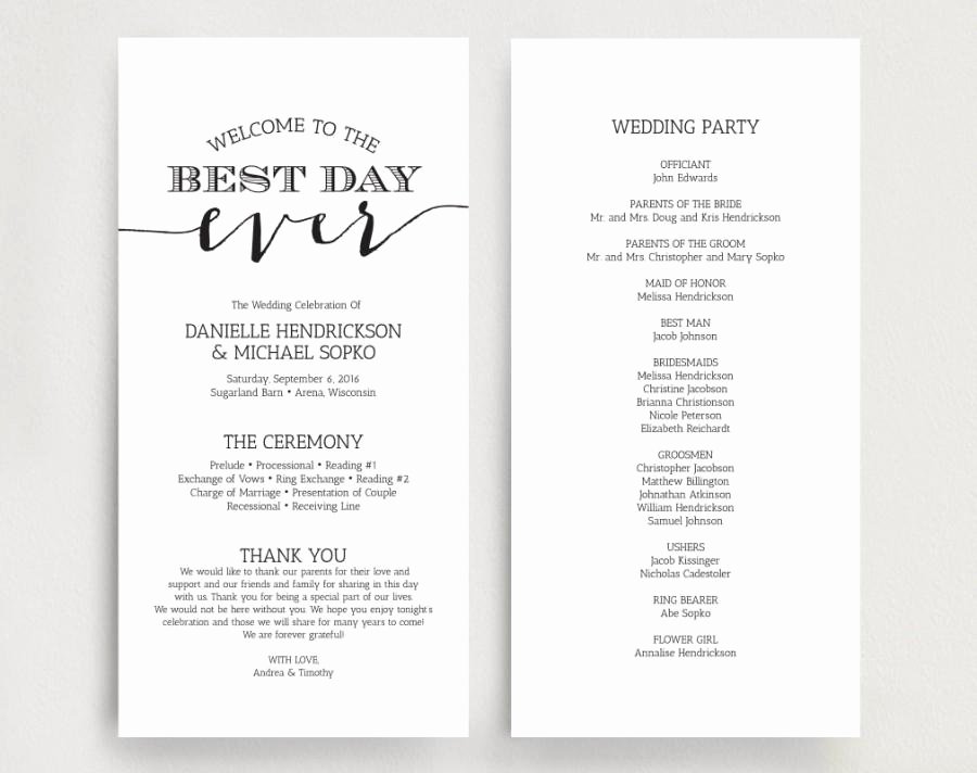 Wedding Program Template Free Download Elegant Wedding Programs Wedding Program Instant Download