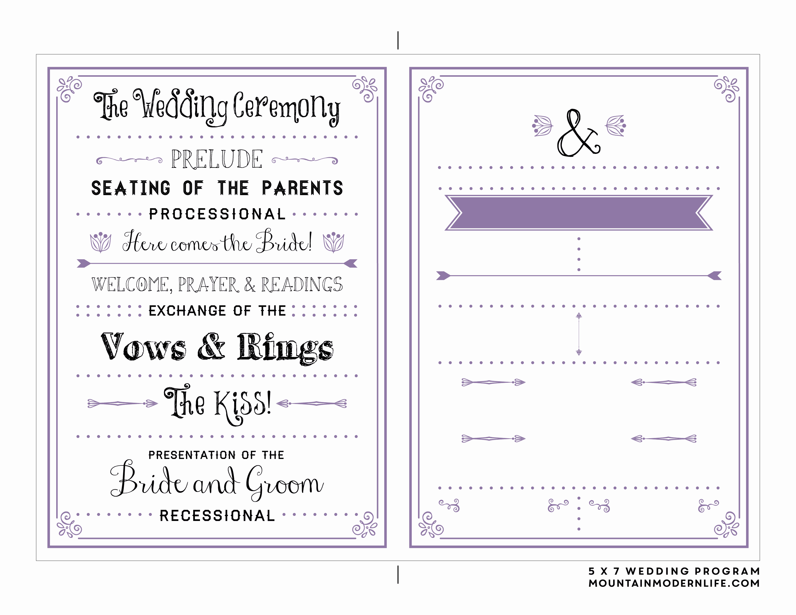 Wedding Program Template Free Download Inspirational Free Printable Wedding Program