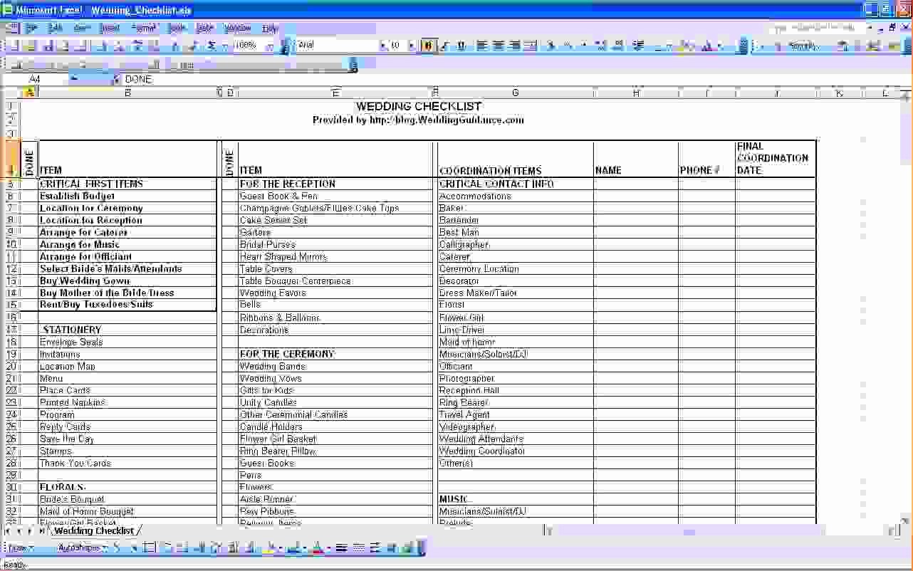 Wedding Project Plan Excel Best Of Wedding Cost Checklist Procedure Template Sample