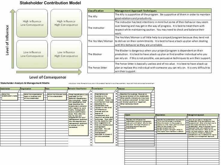 Wedding Project Plan Excel New Free Sponsor &amp; Stakeholder Analysis &amp; Management Plan