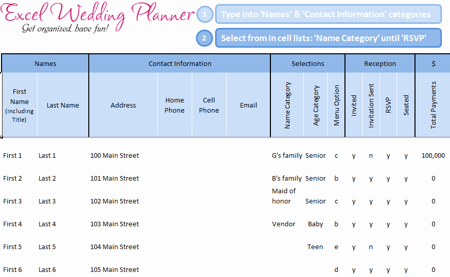 Wedding Project Plan Excel Unique Free Excel Wedding Planner Template Download today