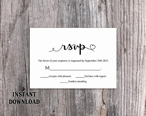Wedding Rsvp Postcard Templates Beautiful Diy Wedding Rsvp Template Editable Word File Instant